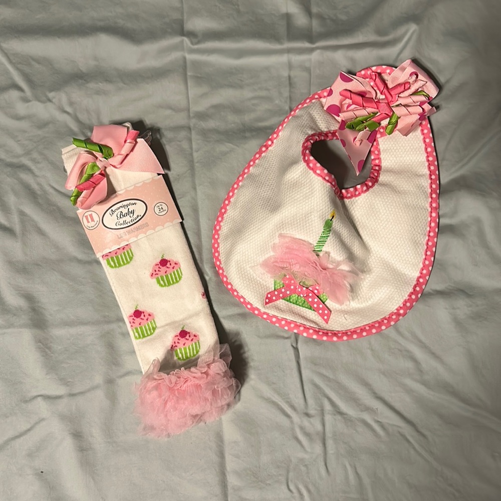1 year old girl bib and leg warmers